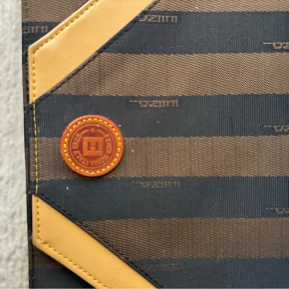 Fendi Pequin Striped Vintage Shoulder Bag Brown & Black | Made in Italy - Picture 3 of 16